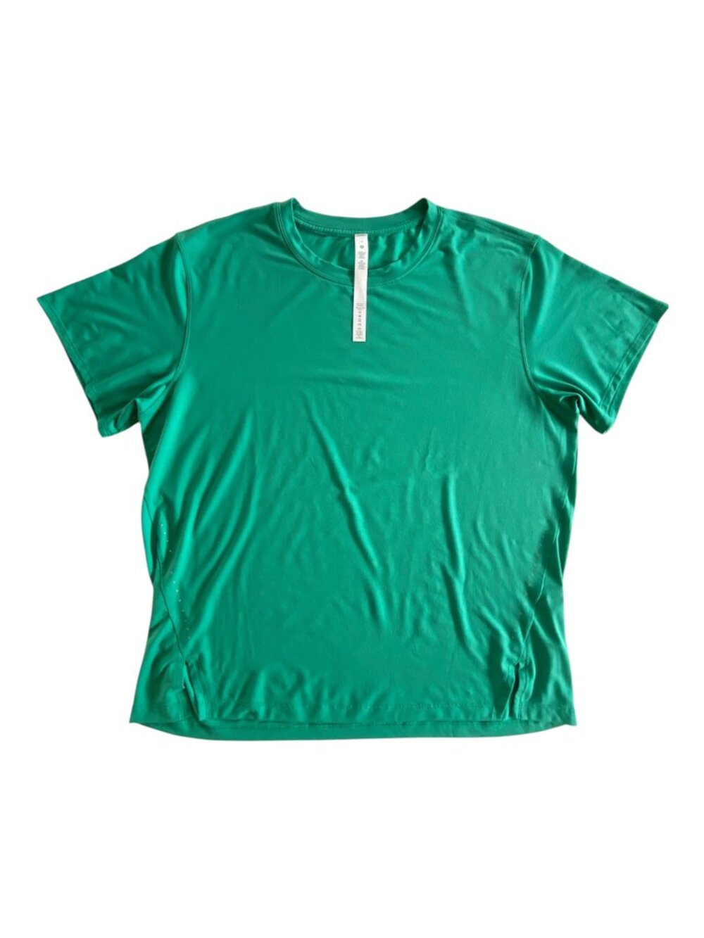 Lululemon High Vent Training T-Shirt Green Sz 10 Reflective Split Side EUC